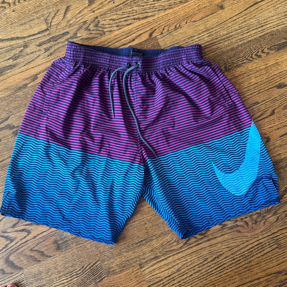 Nike Purple and Blue Wave Pattern Shorts